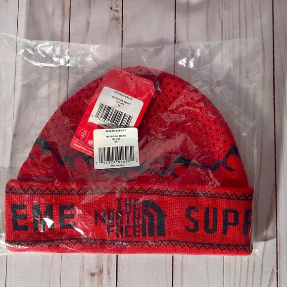 Supreme Red Knit Beanie Hat